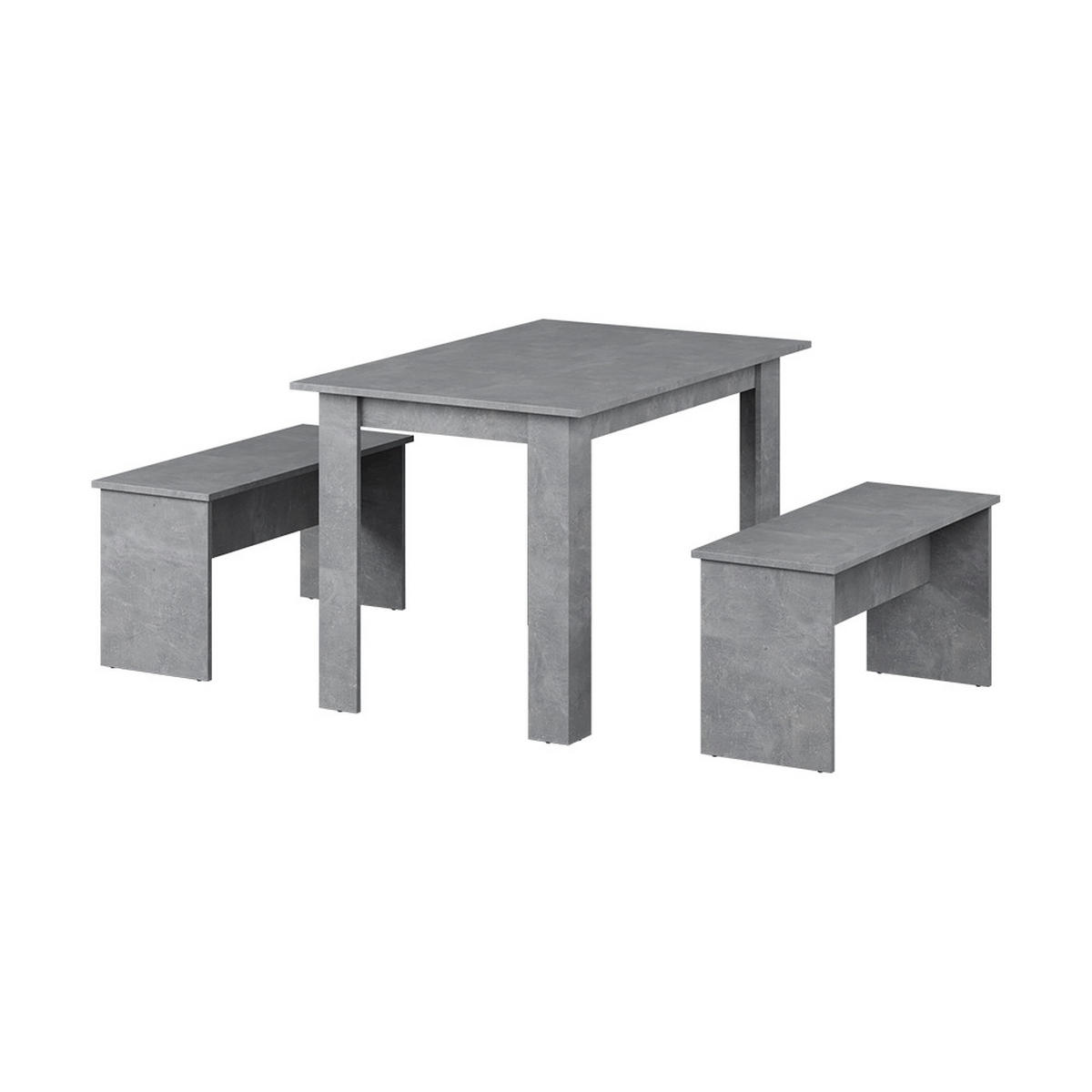 ESSTISCH SET Sentio Beton 112 x 73.6 cm mit 2 Bänken - Grau, Holzwerkstoff (112/73/73.6cm) - Vicco