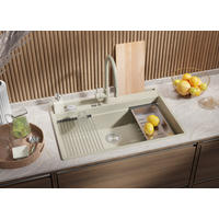 SPÜLBECKEN Oslo Pocket, 2-er set Beige 78/53 cm 1 Becken + Ablauf-Set + Küchenzubehörset ab 80er Unterschrank - Chromfarben/Beige, Kunststoff (78/20/53cm) - Primagran