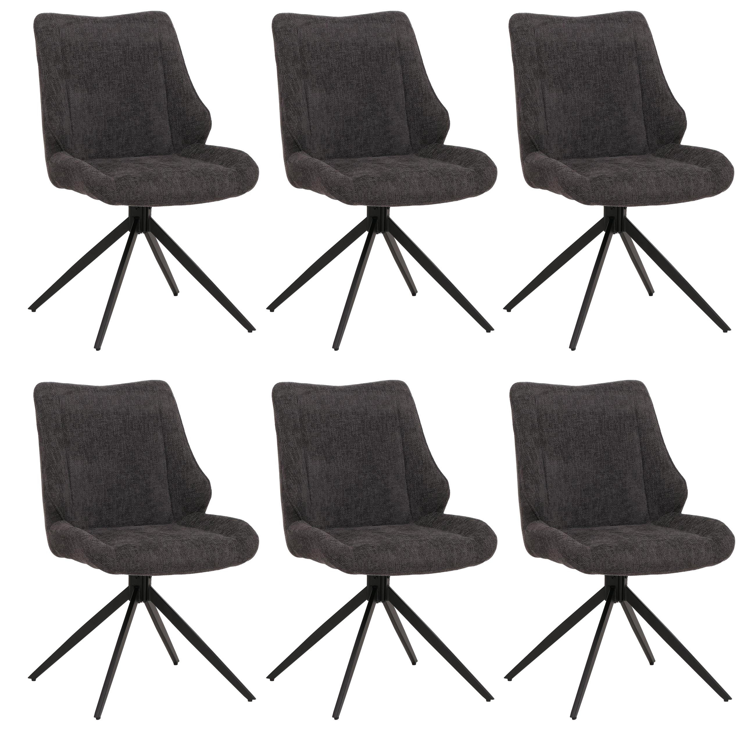 ESSZIMMERSTUHL Schwarz, Grau 6er-Set - Schwarz/Grau, Textil (55/88/62cm) - MCW