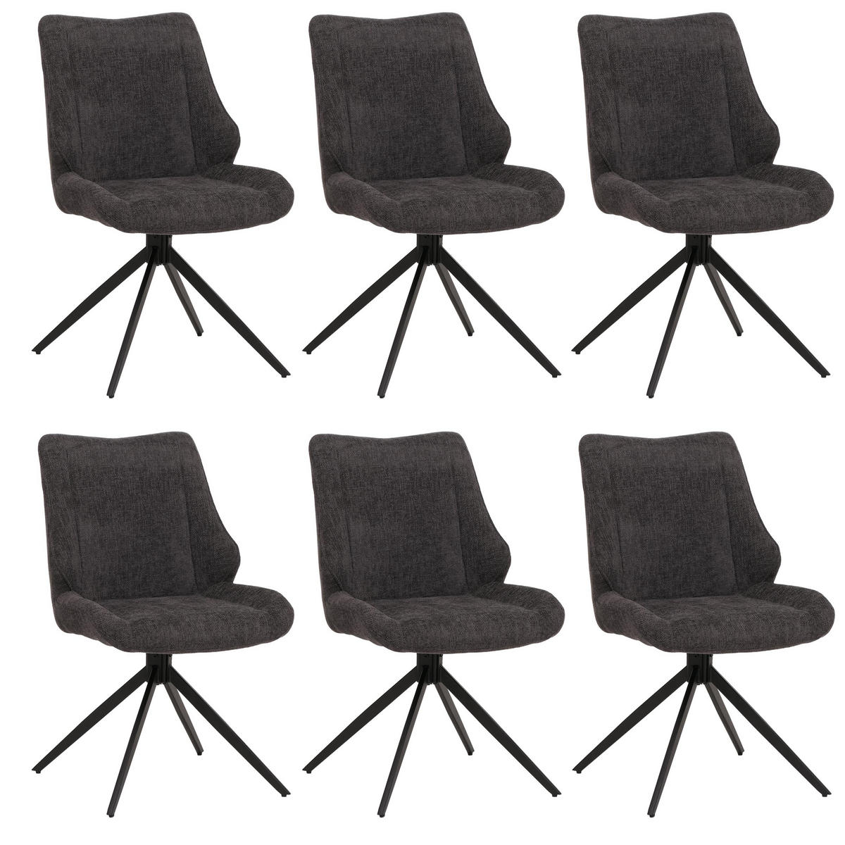 ESSZIMMERSTUHL Schwarz, Grau 6er-Set - Schwarz/Grau, Textil (55/88/62cm) - MCW