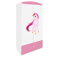 KINDERKLEIDERSCHRANK Einhorn - Hellrosa, Holzwerkstoff (90/175/52cm) - RAUMHIRSCH FURNITURE