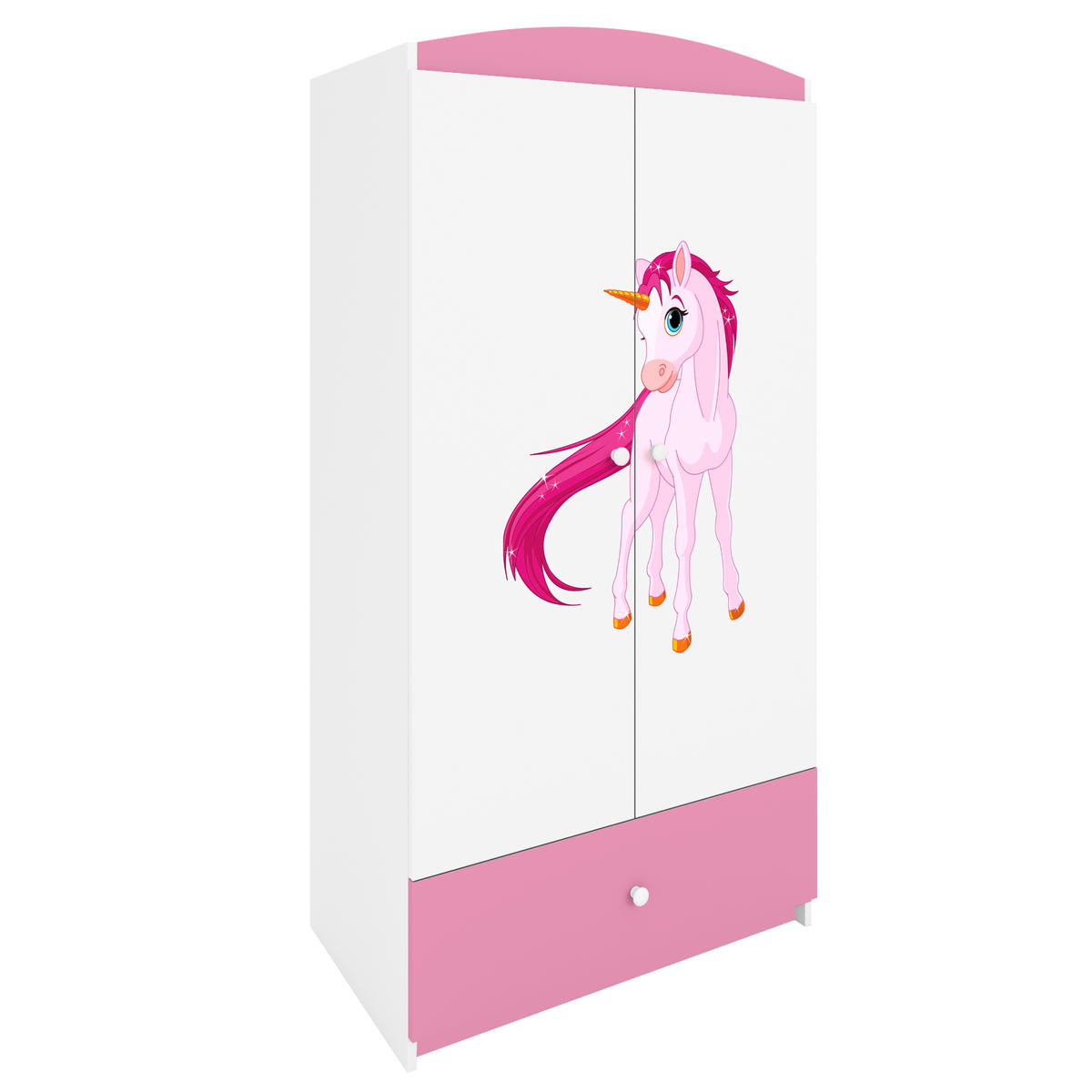 KINDERKLEIDERSCHRANK Einhorn - Hellrosa, Holzwerkstoff (90/175/52cm) - RAUMHIRSCH FURNITURE