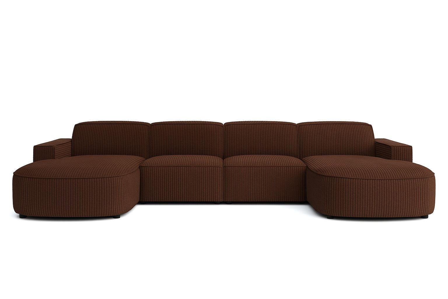 ECKSOFA Cursal Round U-Form, Stoff Poso, Braun - Braun, Holz (364/166cm) - Kaiser Möbel