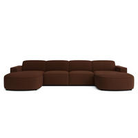 ECKSOFA Cursal Round U-Form, Stoff Poso, Braun - Braun, Holz (364/166cm) - Kaiser Möbel