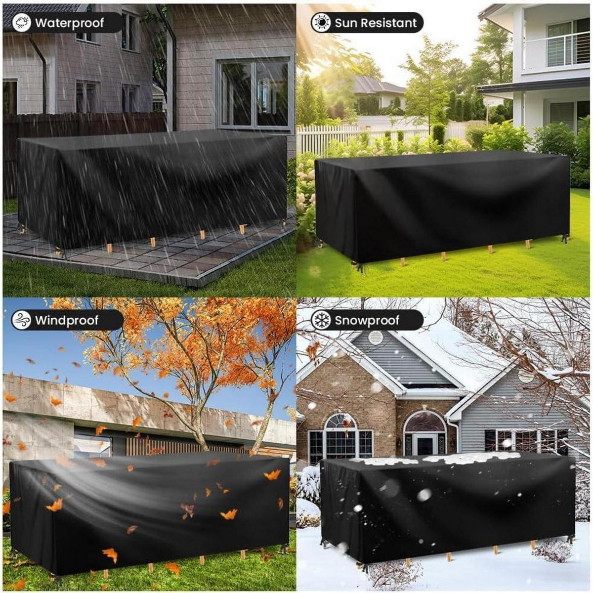 SCHUTZHÜLLE Gartenmöbel Rechteckig 242 x 162 x 100 cm - Schwarz, Kunststoff (162/100/242cm)