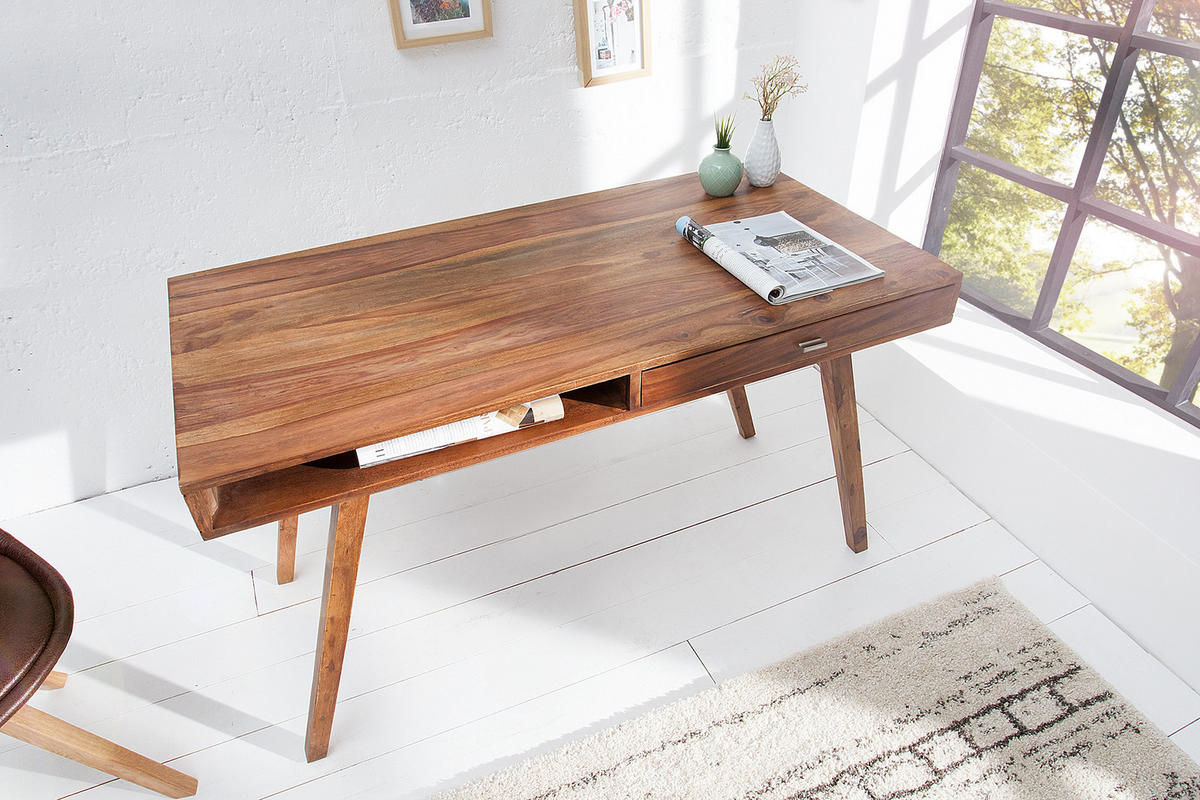 SCHREIBTISCH RETRO Sheesham Natur 120 cm - Braun, Holz (60/117/76cm) - riess-ambiente