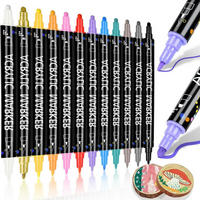 ACRYLSTIFTE 12er Set mit Doppelspitze - Multicolor, Kunststoff (1/1/17cm)