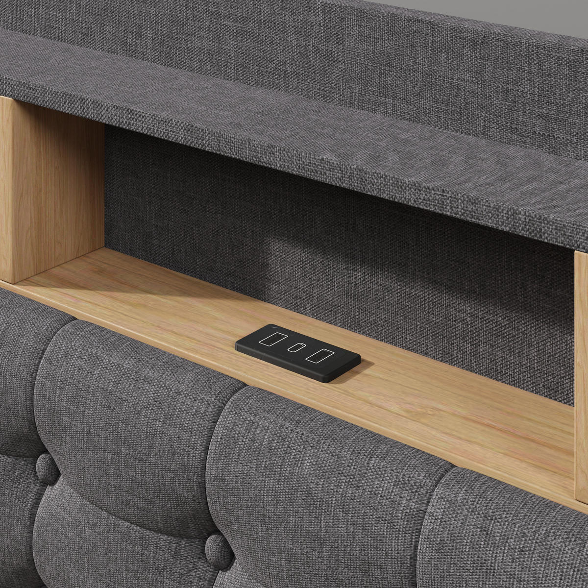 POLSTERBETT 180/200 cm in Grau mit Stauraum, LED, USB- und Type-C-Anschlüssen, Leinenbezug und schwebendem Design - Grau, Holzwerkstoff/Textil (180/200cm) - STILVORA