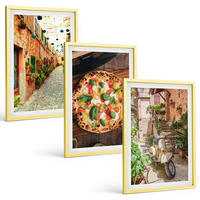 BILDER SET 3er Set - 40x60 cm Goldrahmen - Charmante Straßen mit Pizza - Goldfarben, Kunststoff (40/60cm) - TULUP