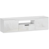 TV-LOWBOARD aus Holz 160x38x43 cm Weiß mit 2 Türen, Schublade, offenem Fach und Kabelmanagement - Weiß, Holzwerkstoff (160/43/38cm) - Modfu