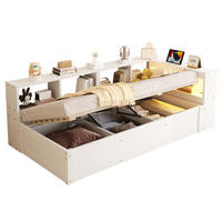 MULTIFUNKTIONSBETT aus Kiefernholz 90x200 cm Weiß mit LED-Beleuchtung, Steckdose und Stauraum - Weiß, Holzwerkstoff (90/200cm) - IVMEU