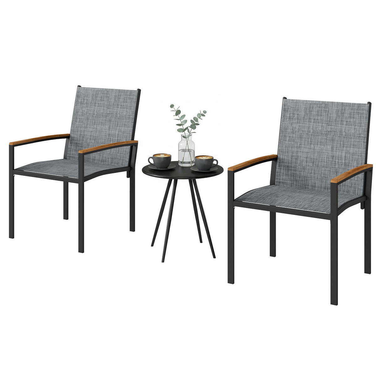 GARTEN-BEISTELLTISCHSET Grau gemischt 3 Stück - Beige, Naturmaterialien (63/55/84cm) - GiPP