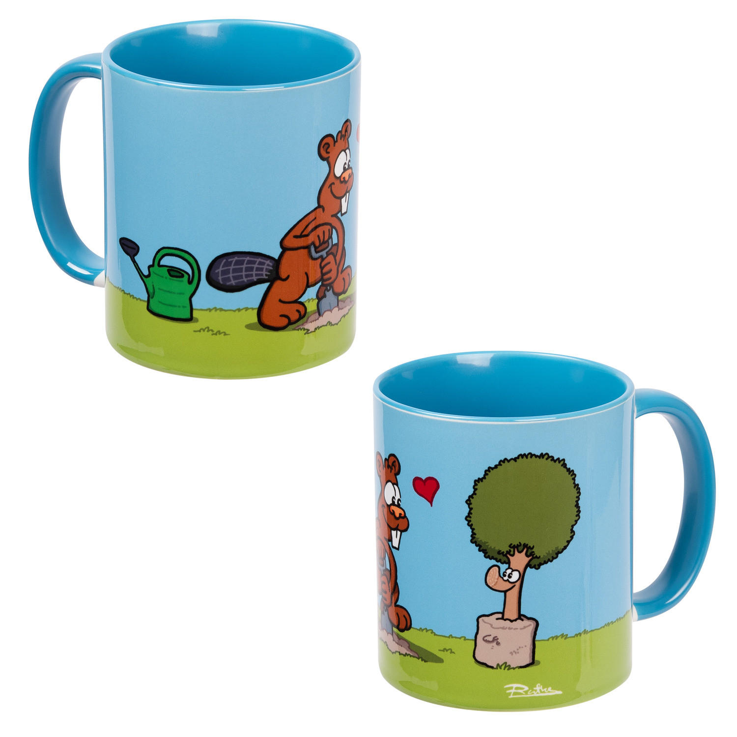 KAFFEEBECHER Ralph Ruthe Biber & Baum Buddeltasse Blau 320 ml - Multicolor, Keramik (0.32L) - United Labels