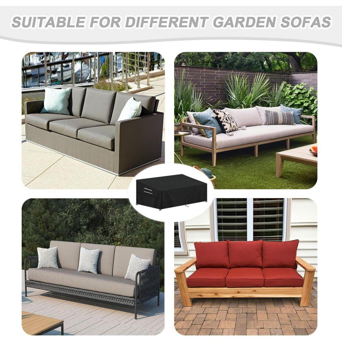 ABDECKPLANE Gartensofa 420D Oxford 265x102x89/61cm - Schwarz, Kunststoff (1/1/1cm)