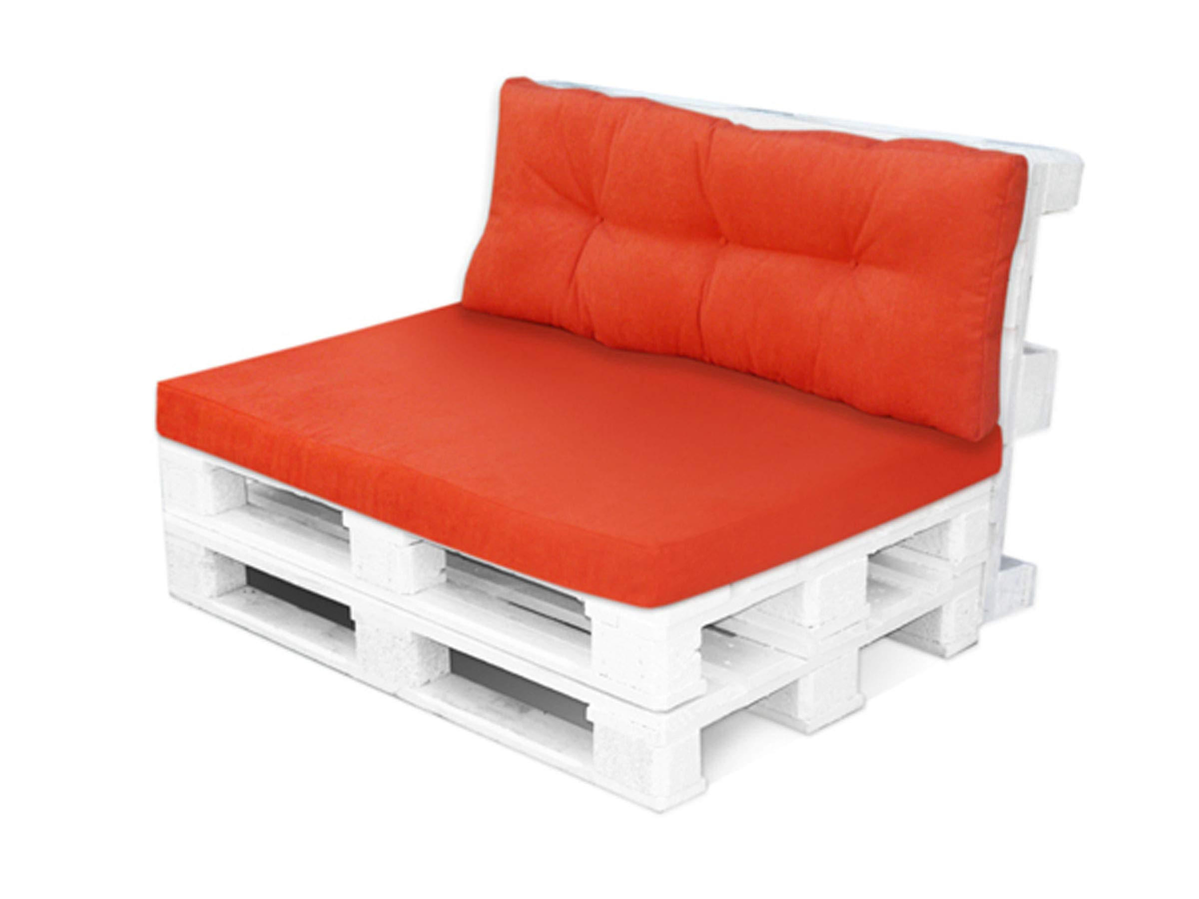 PALETTENKISSEN 120/80/10 cm, in Orange, für 2 Personen, mit Rückenteil - Orange, Naturmaterialien (120/10/80cm) - Best for Kids
