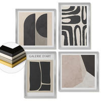 WANDBILDER 4er Set - 50x50 cm & 40x60 cm Silberner Rahmen - Abstrakte minimalistische Poster - Silberfarben, Kunststoff (50/50cm) - ArtPrintCave