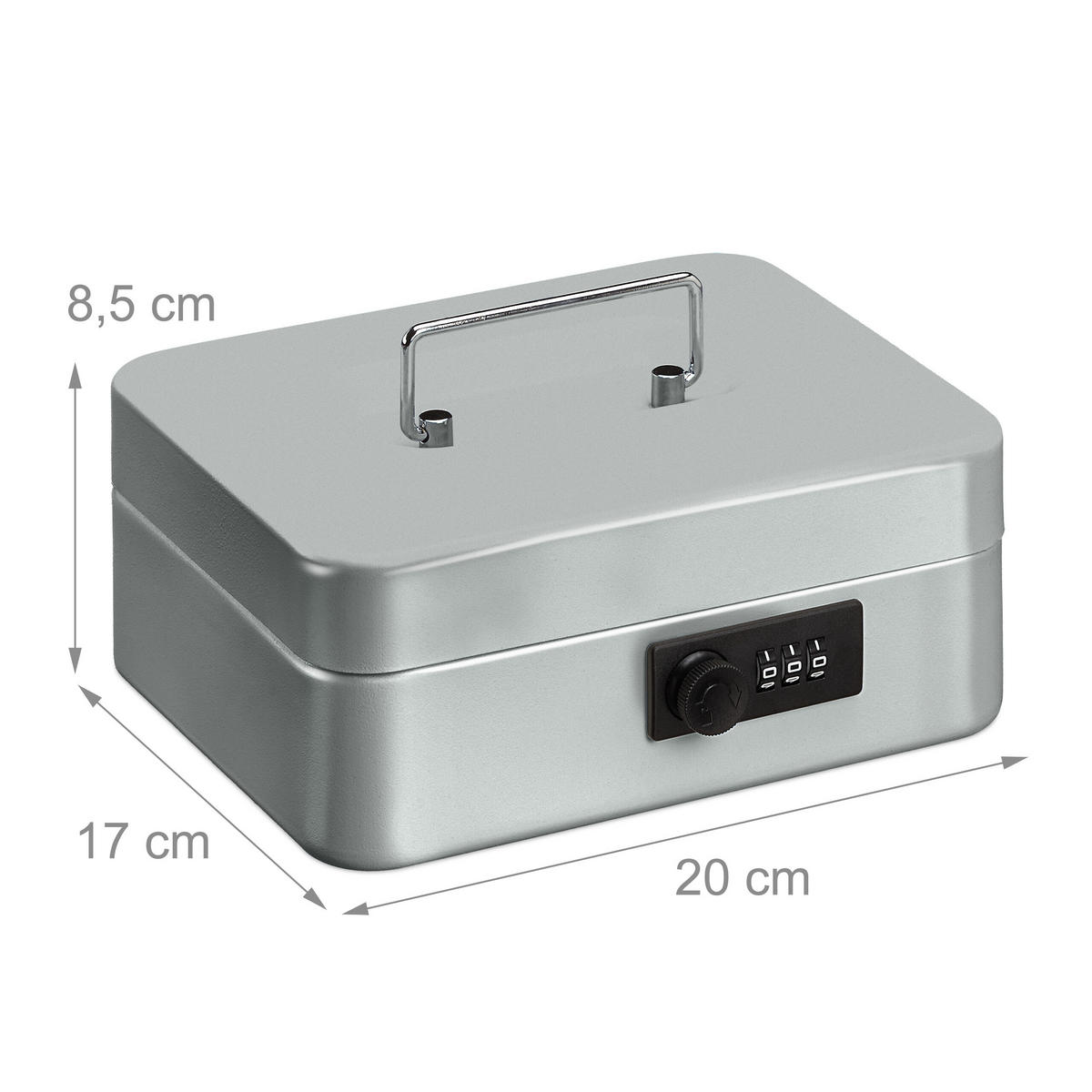 POKLADŇA - strieborná, kov/plast (20/8.5/17cm) - Relaxdays