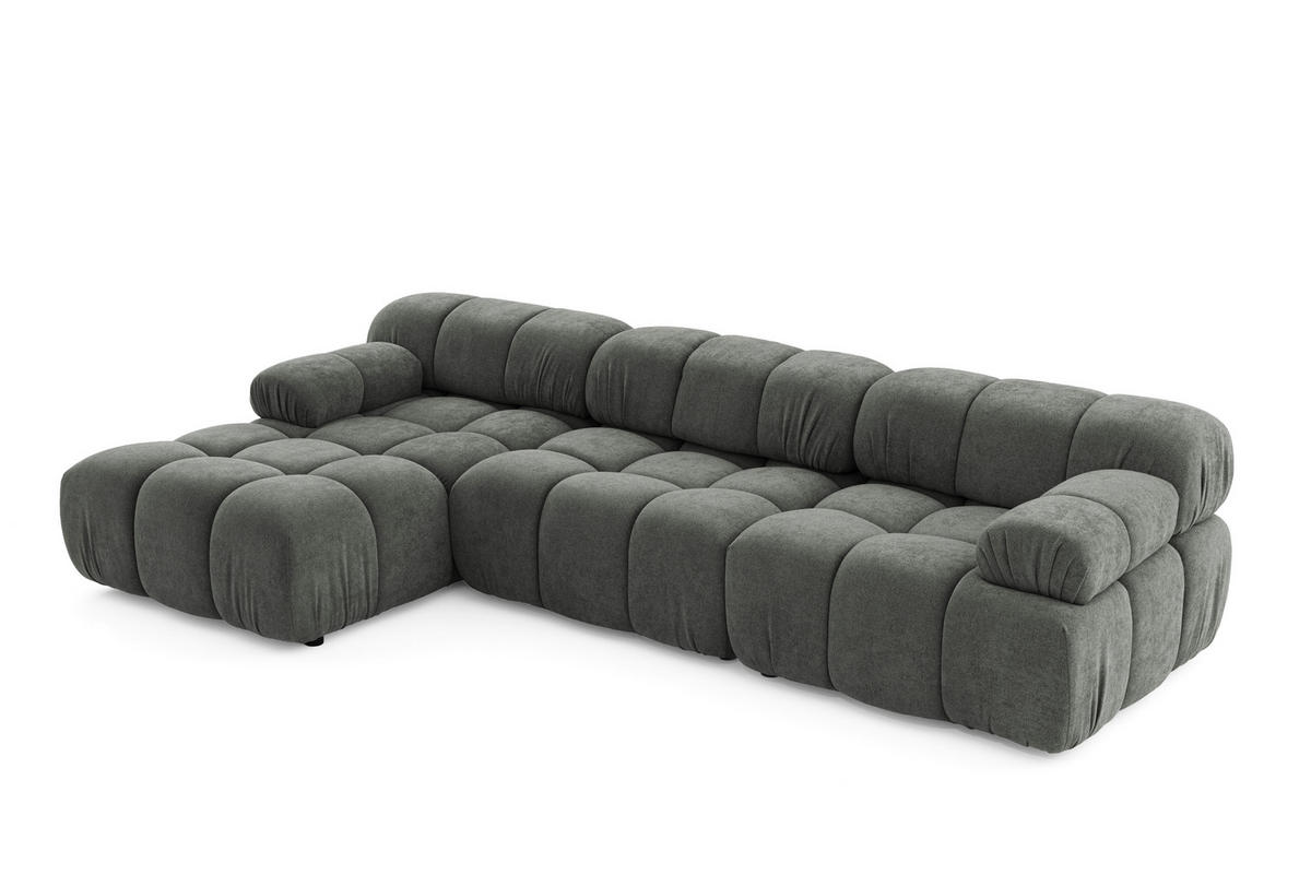 MODULARES Ecksofa MOMENTUM L, Links, Breite 282 cm, strukturierter Stoff, Dunkelgrau - Chromfarben/Dunkelgrau, Holz/Textil (282/155cm) - Muffo