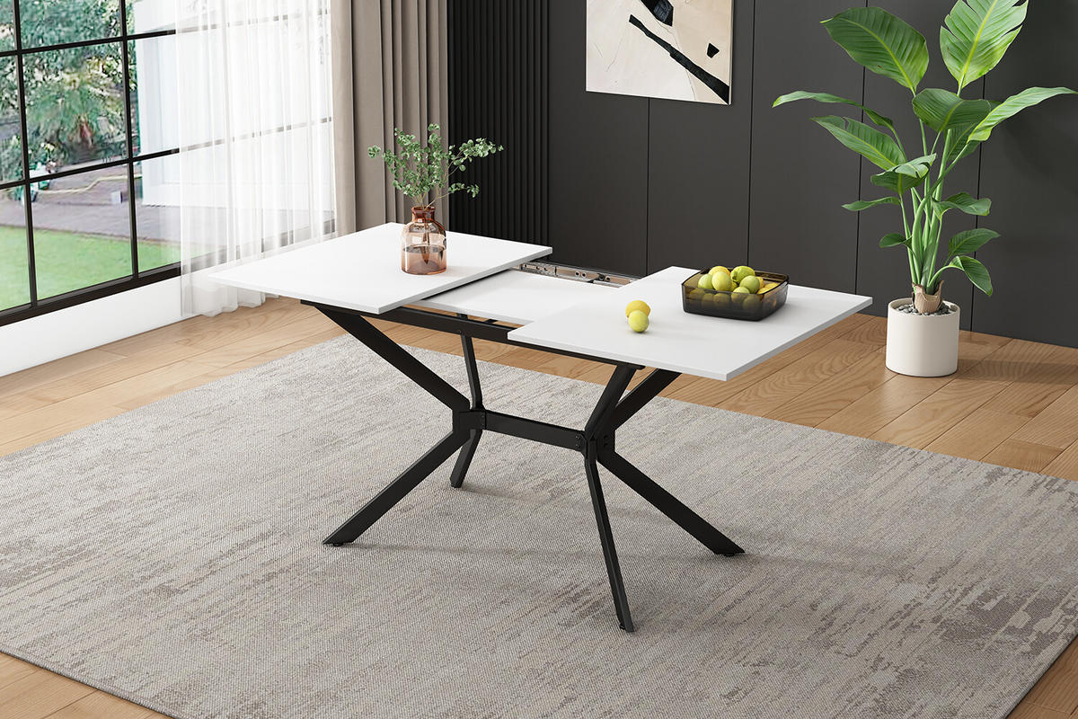 ESSTISCH Weiß 120-160/80/75 cm - Weiß, Holzwerkstoff/Metall (160/80/75cm) - Urban Meuble