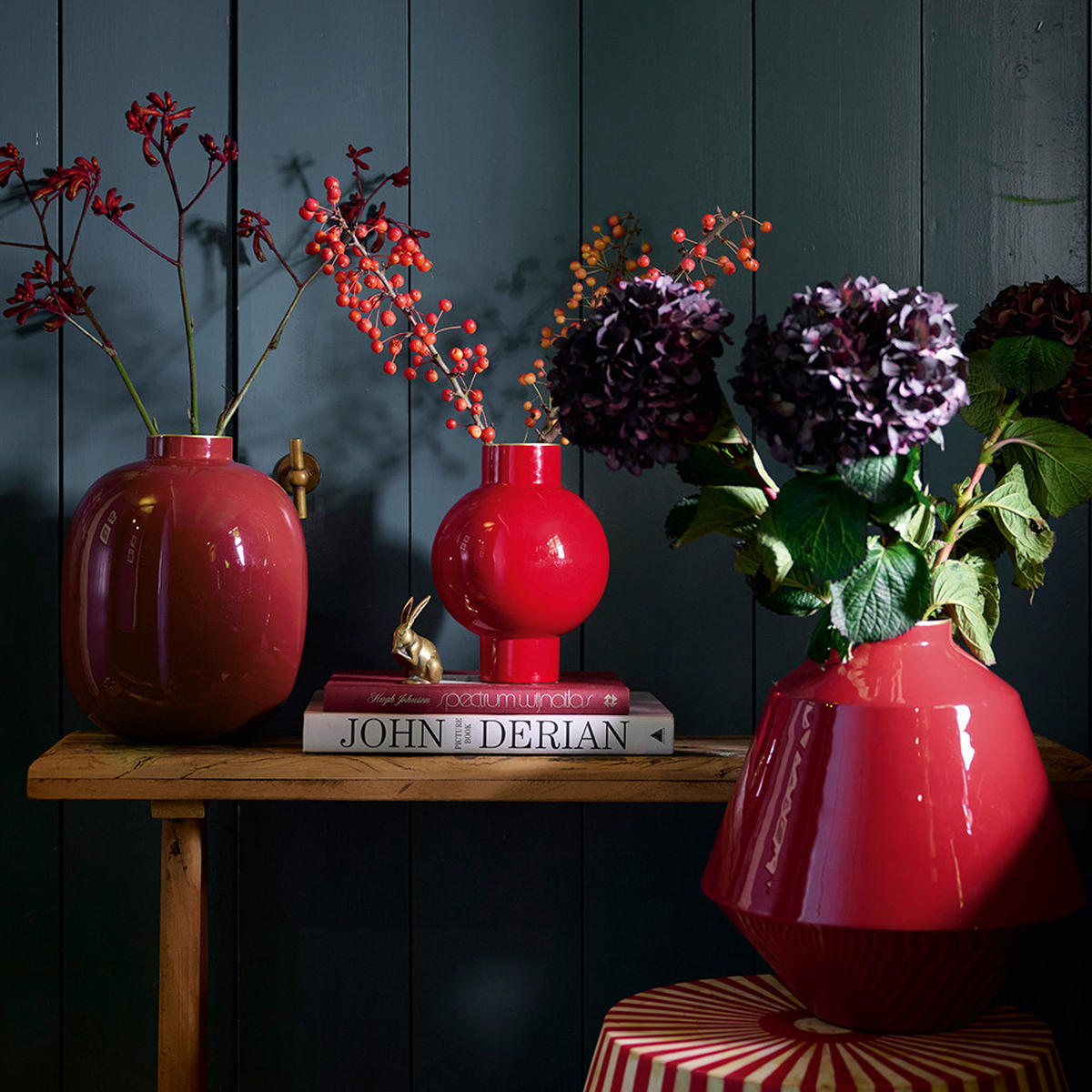 VASE Metal dunkelrot 32 cm - Rot, Metall (31cm) - Pip Studio