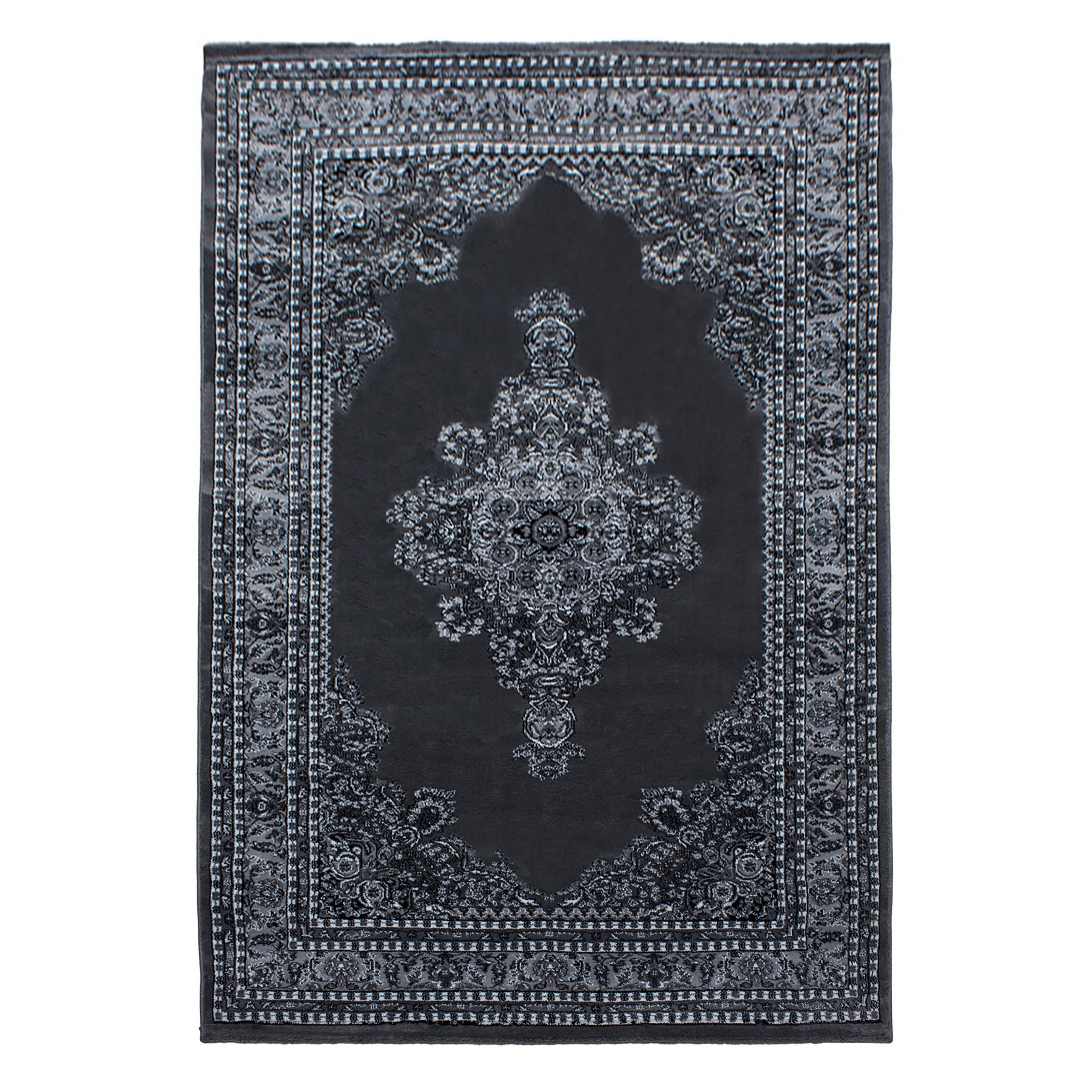 TEPPICH Orient Kurzflor Medaillon Polypropylen Wohnzimmer Grau Rechteckig 240x340 - Grau, Textil (240/340cm) - KADIMA DESIGN