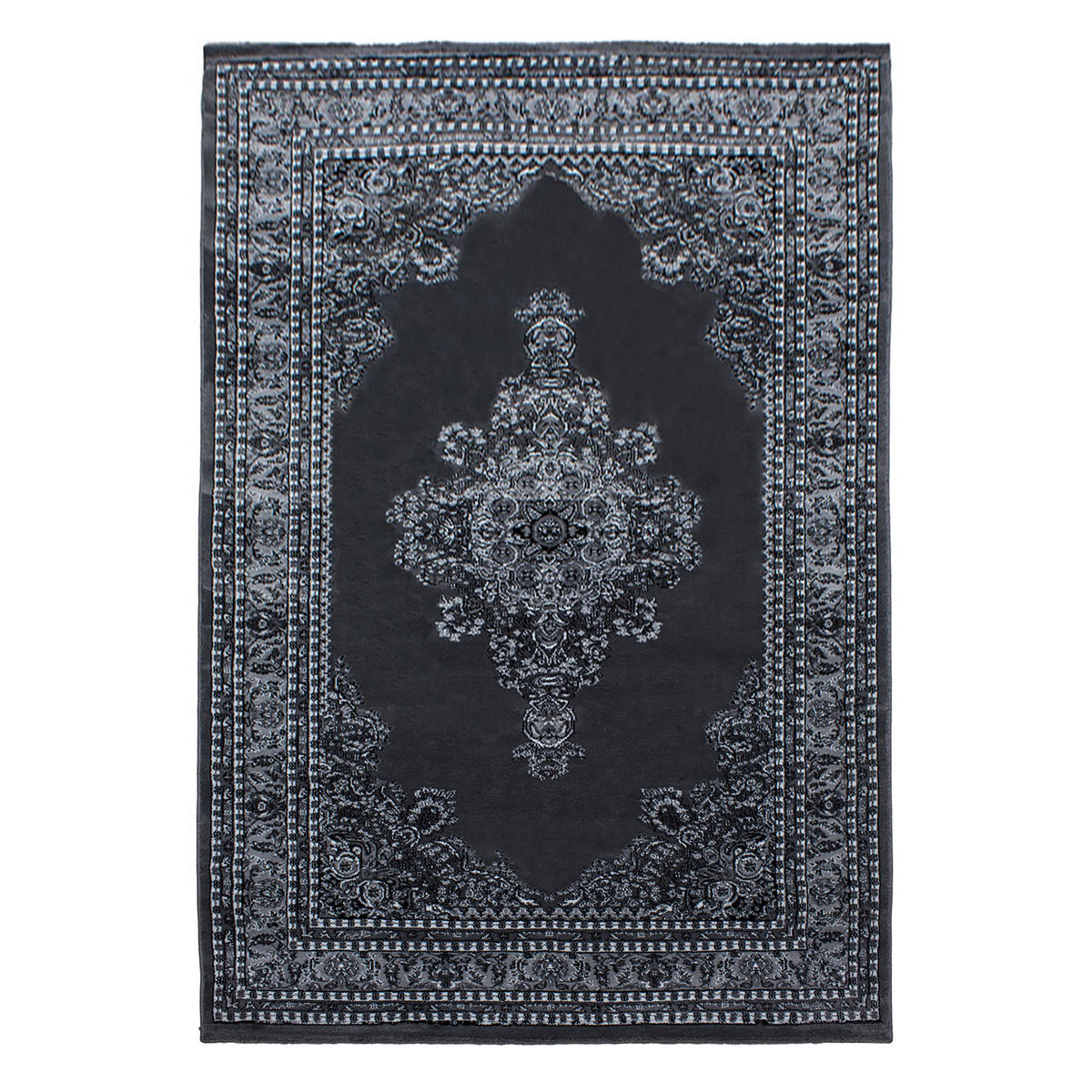 TEPPICH Orient Kurzflor Medaillon Polypropylen Wohnzimmer Grau Läufer 80x150 - Grau, Textil (80/150cm) - KADIMA DESIGN