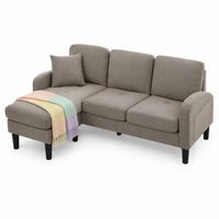 ECKSOFA mit Baumwoll-Leinen-Bezug Antik-Dunkelgrau 166x118x77 cm, Chaiselongue beidseitig stellbar - Dunkelgrau, Kunststoff (118/166cm) - IVMEU
