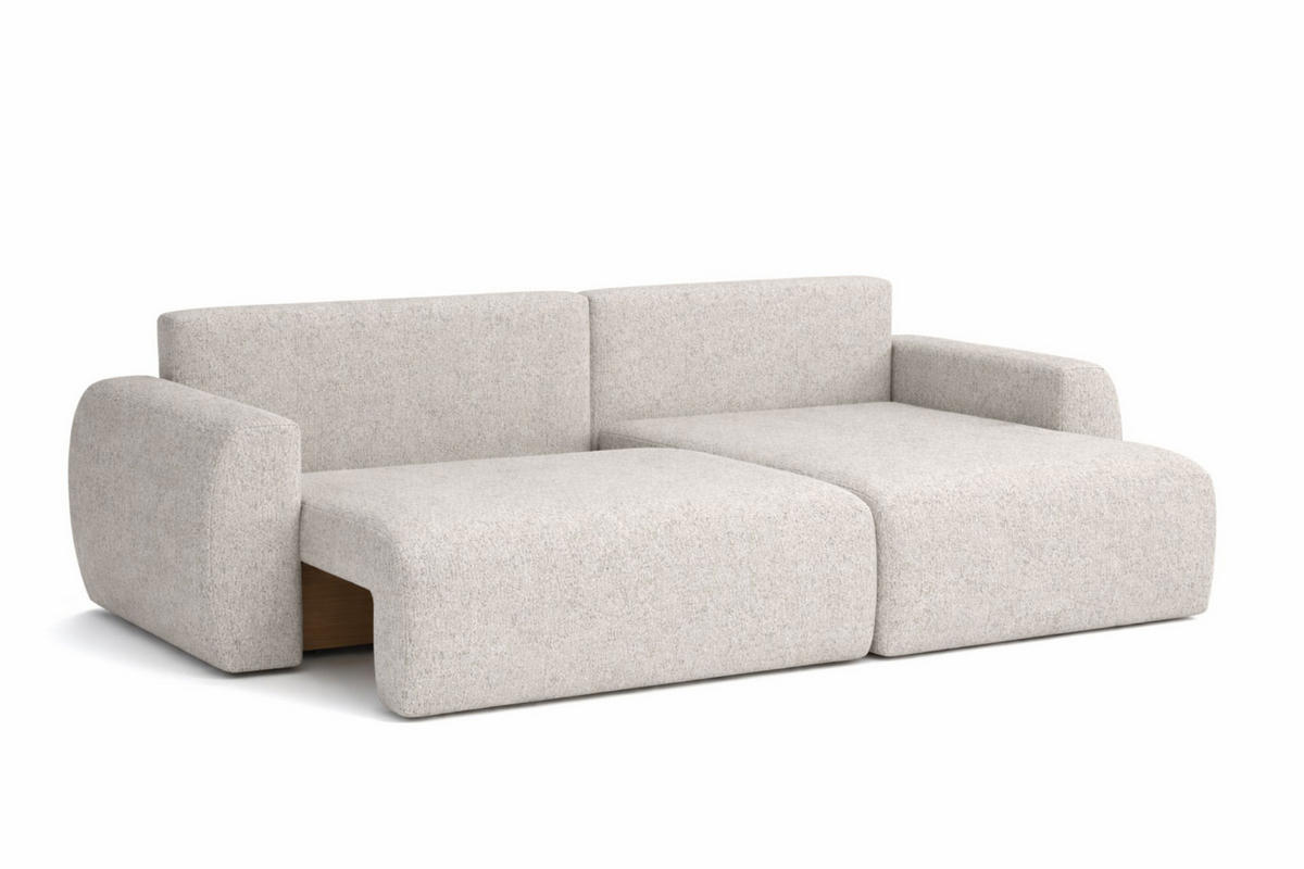 ECKSOFA Mit Schlaffunktion Ariel L, Chenille, Stoff Artico, Beige, Rechts - Beige, Holz (250/142cm) - Kaiser Möbel