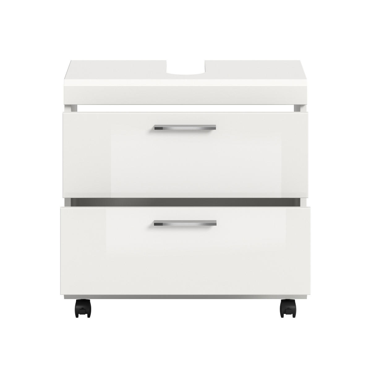 WASCHBECKENUNTERSCHRANK auf Rollen SCOUT (B/H/T: ca. 60/60/34 cm) in Weiß/weiß hochglanz - Weiß, Holzwerkstoff (60/60/34cm)