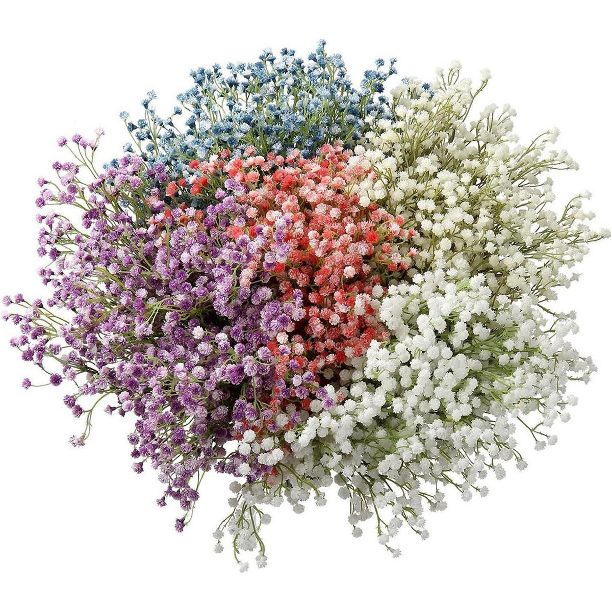 KUNSTBLUMEN Schleierkraut 10 Stück Bund 60 cm Mint Cream - Weiß, Kunststoff (15cm)