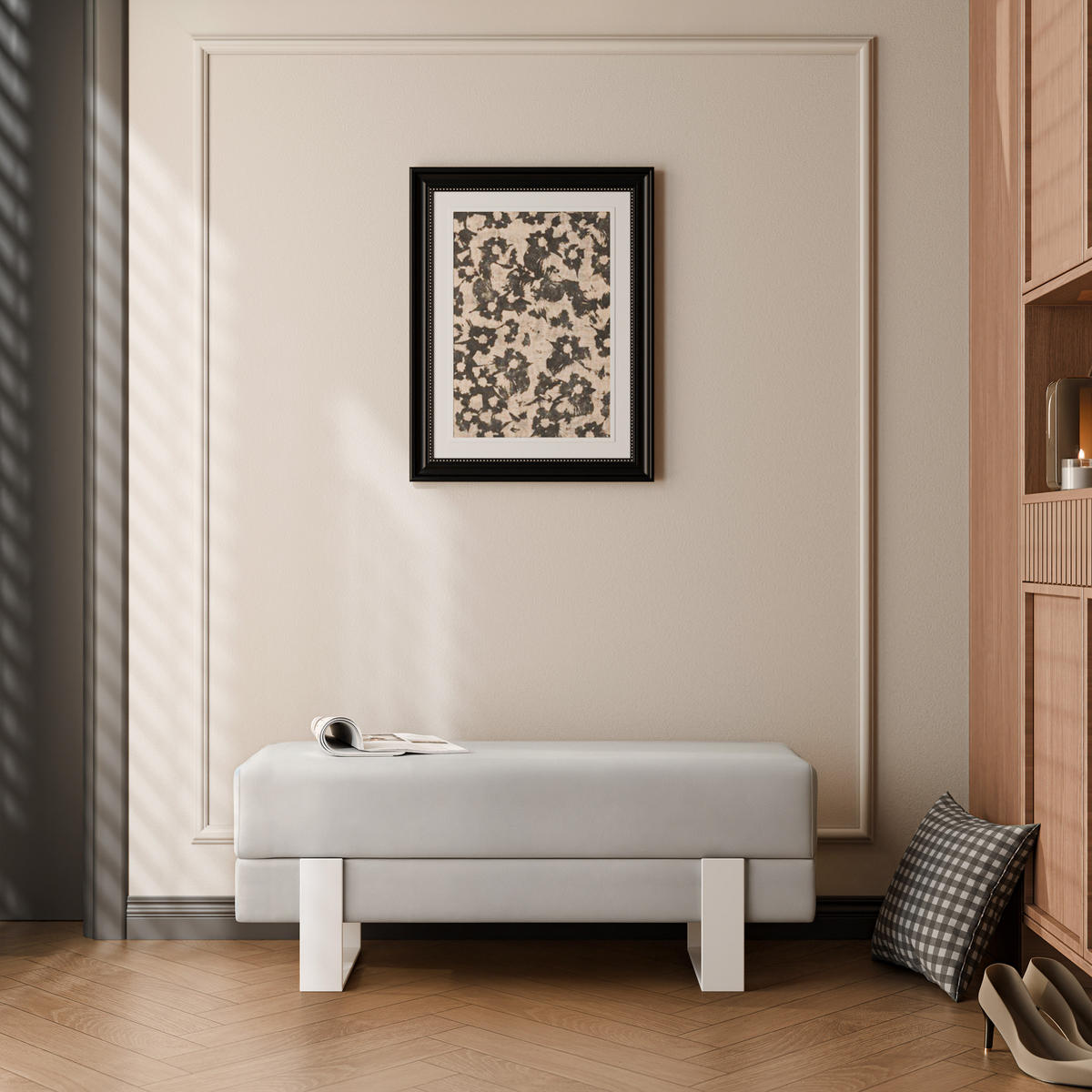 POLSTERBANK RIVA 80 cm Weiß / Grau ,Metallgestell - Grau, Metall (80/47/35cm) - Idohome
