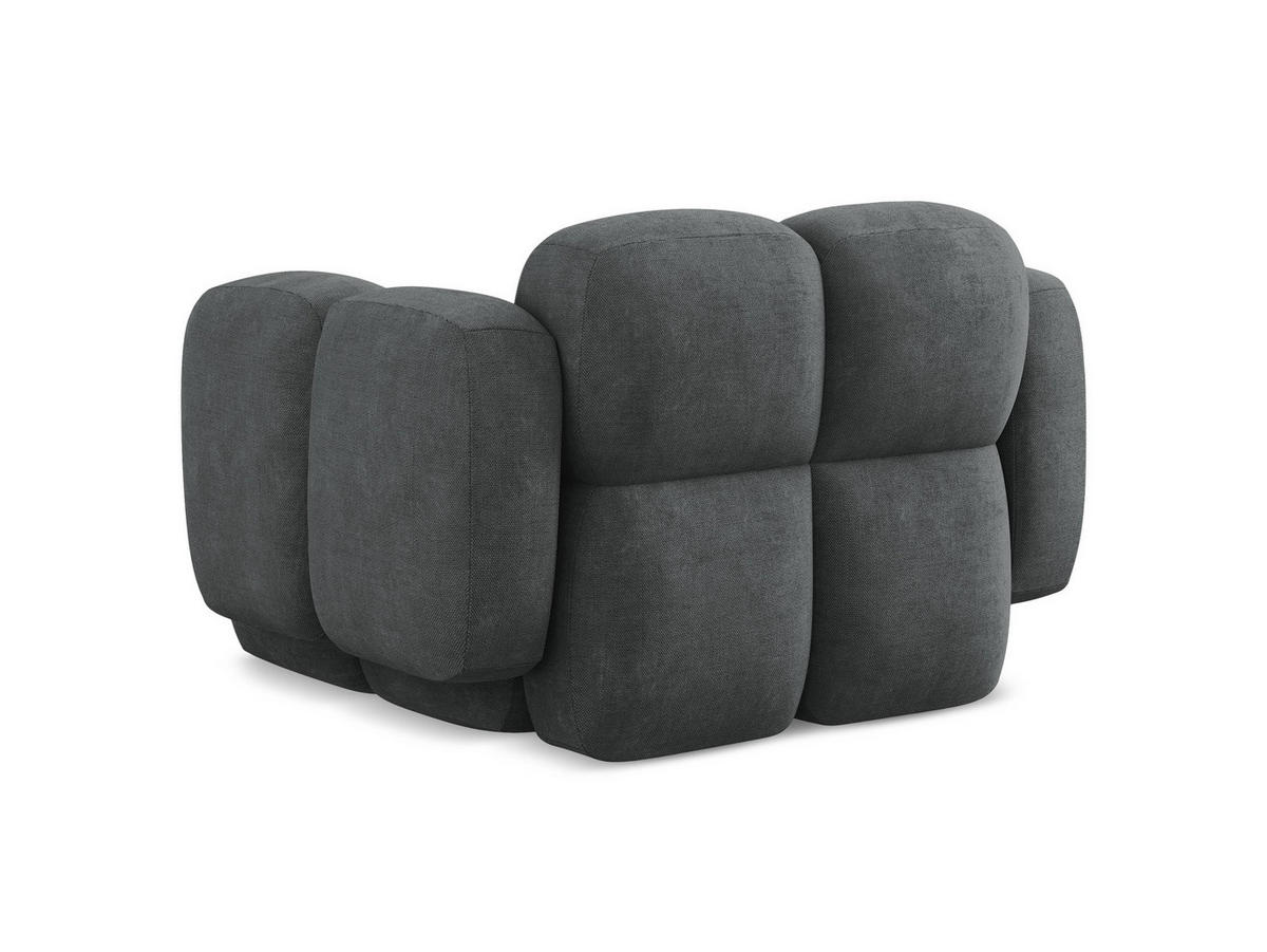 SESSEL Chenille Stoff Grau - Dunkelgrau/Schwarz, Holzwerkstoff/Kunststoff (120/72/115cm) - Makamii