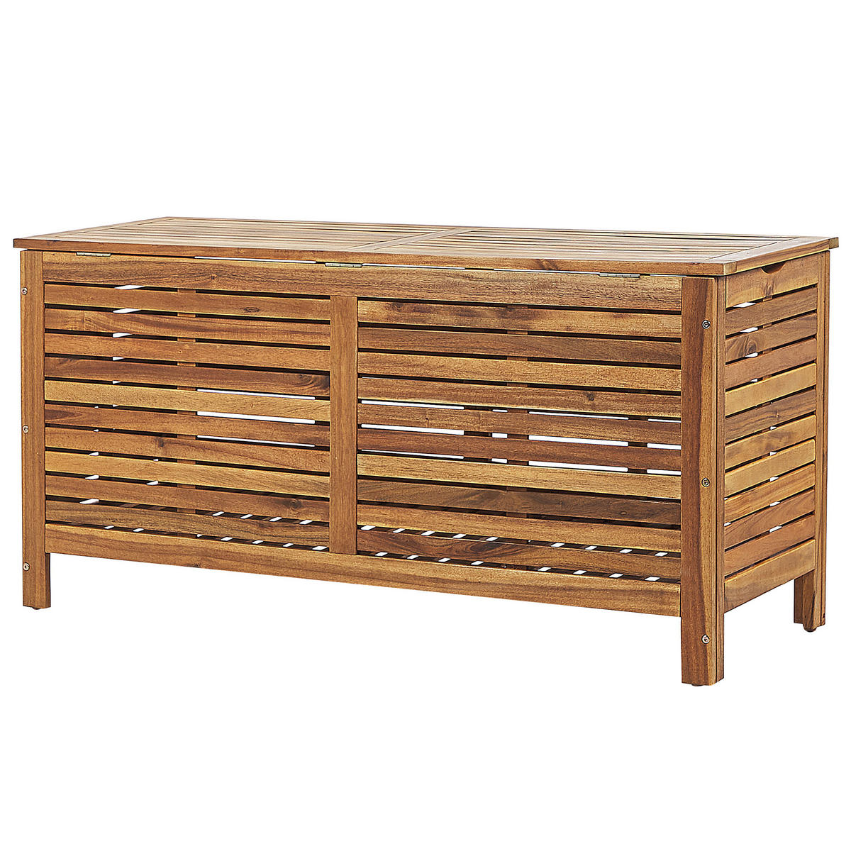 AUFLAGENBOX Akazienholz hellbraun 130/48 cm Riviera - Hellbraun, Holz (130/64/48cm) - Beliani