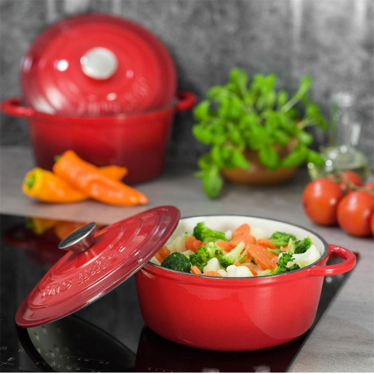 TOPF Rot 24/24/12 cm KH1529 - Rot, Glas (24cm) - Kinghoff 