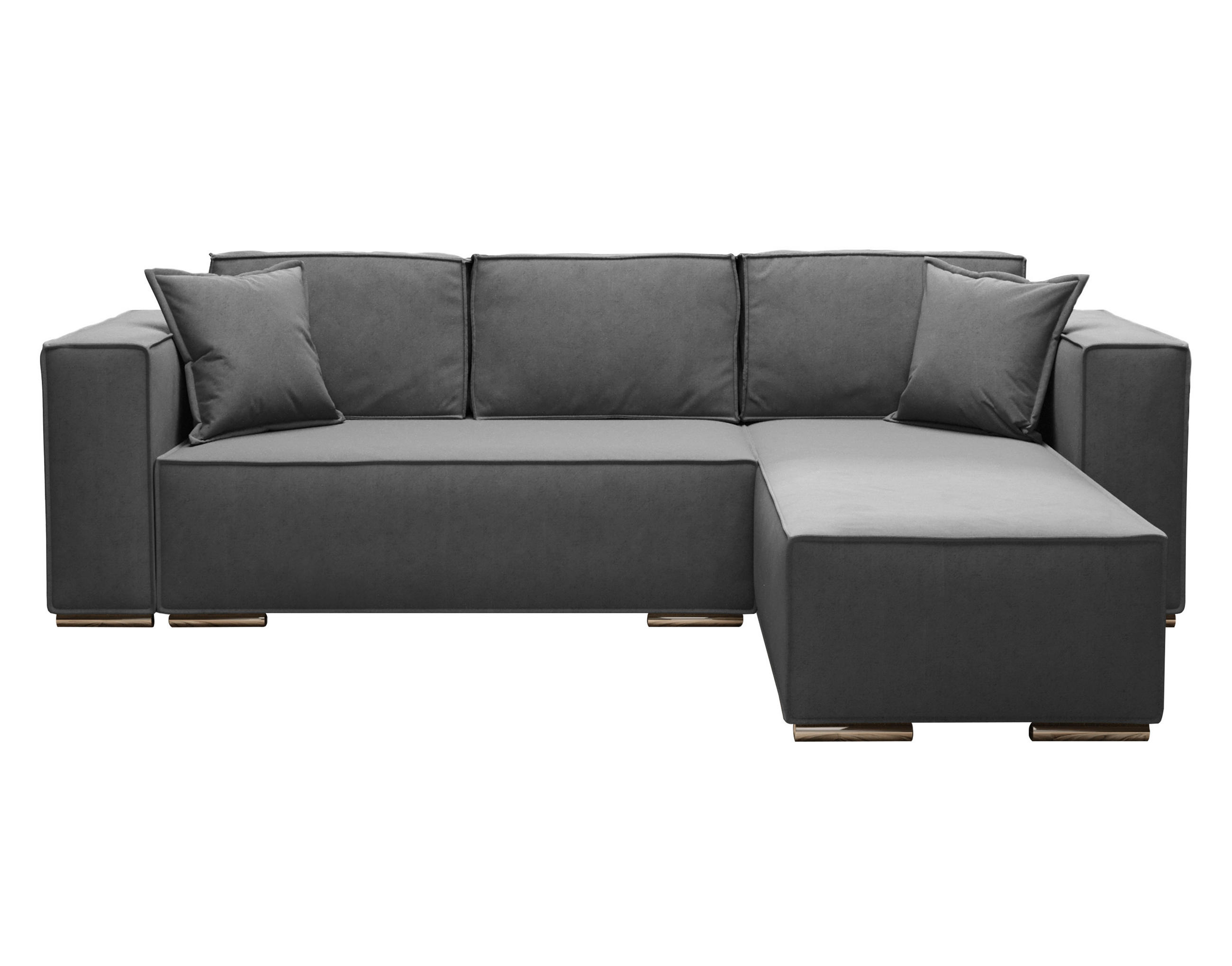 ECKSOFA L Form Vinoria Grau 255/180/82 cm Rechts mit Schlaffunktion - Chromfarben/Dunkelgrau, Textil/Metall (255/180cm) - AX Living