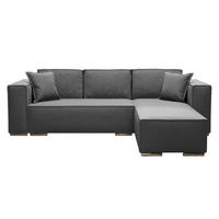 ECKSOFA L Form Vinoria Grau 255/180/82 cm Rechts mit Schlaffunktion - Chromfarben/Dunkelgrau, Textil/Metall (255/180cm) - AX Living