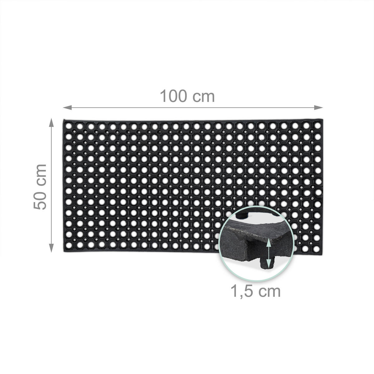 FUßMATTE - Schwarz, Kunststoff (100/50cm) - Relaxdays