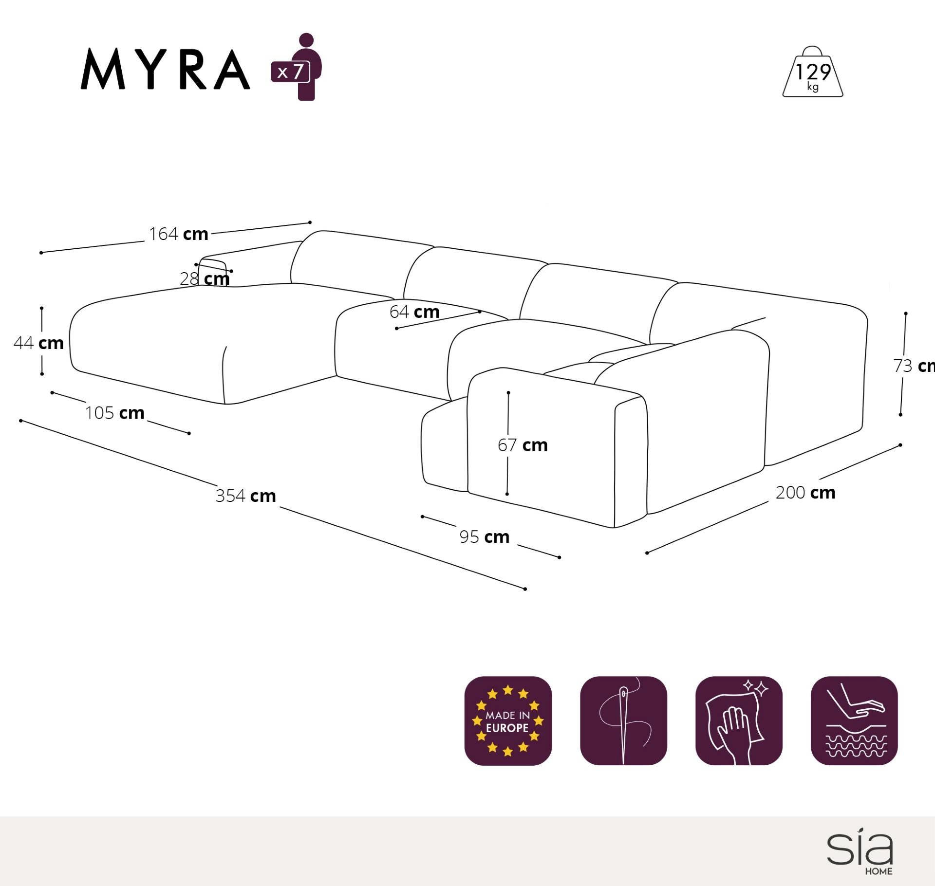 Thumbnail - Sia Home Wohnlandschaft, Creme, Textil, 7-Sitzer, U-Form, 354x73x200 cm, Wohnzimmer, Sofas & Couches, Wohnlandschaften, ...