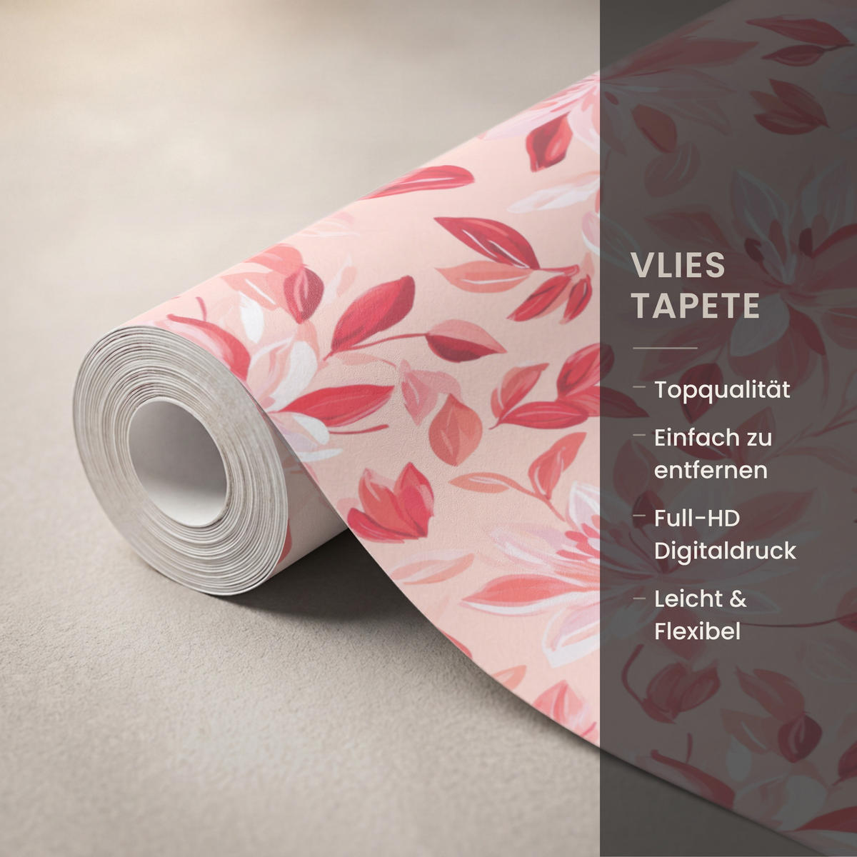 TAPETE - Botanisch - Blumen - Rot - 160x240 cm - Koralle, Papier (160/240cm) - OnlyWow