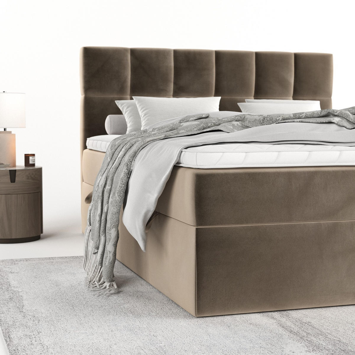 POSTEL BOXSPRING VARENO 160/200 Taupe - černá/šedohnědá, kov/dřevo (160/200cm) - AltaBeds