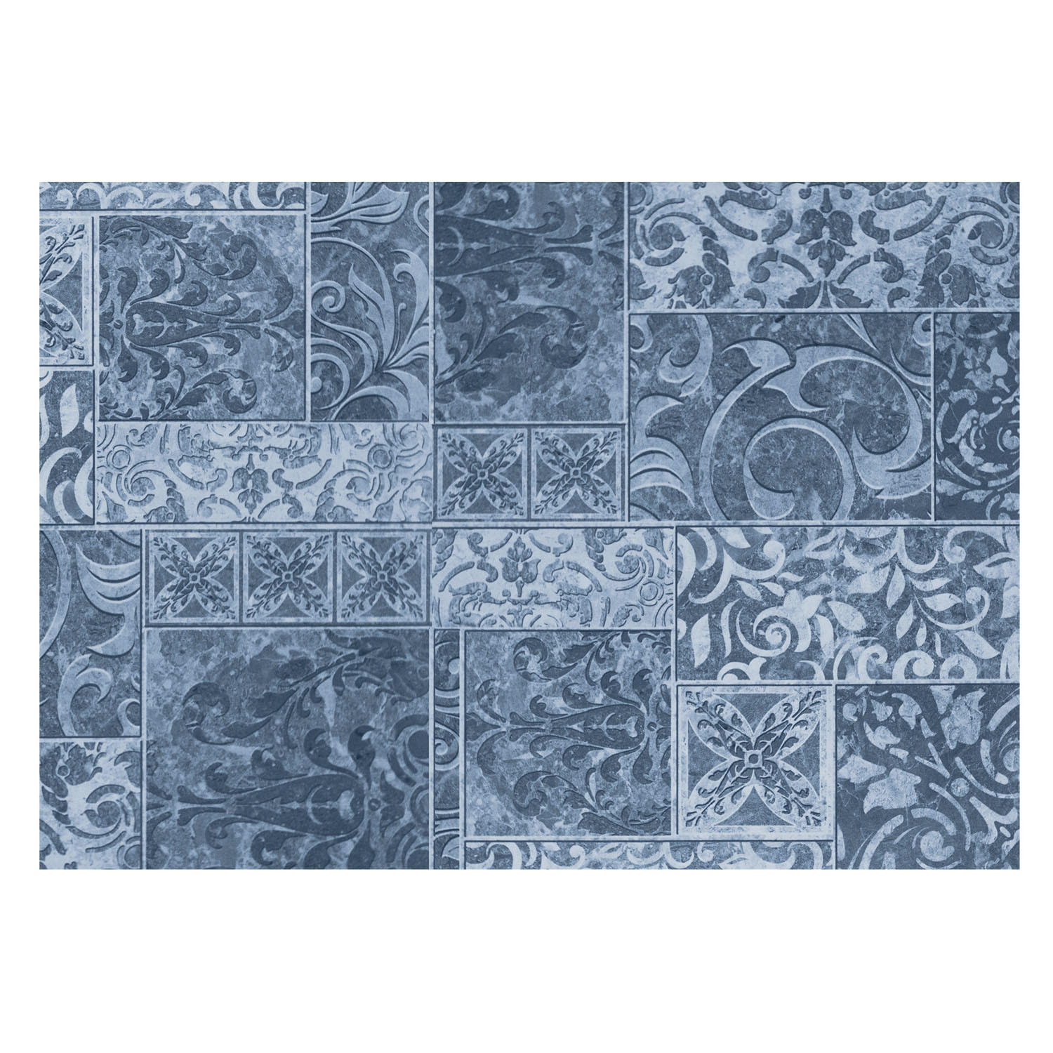 FOTOTAPETE 208x146 cm - Pflanzenornamente - Blau, Textil (208/146cm) - Wallfluent