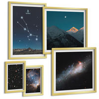 BILDER SET 5er Set - 50x50 cm & 20x30 cm & 40x60 cm Goldrahmen - Kosmische Sternenlandschaften - Goldfarben, Kunststoff (40/60cm) - TULUP