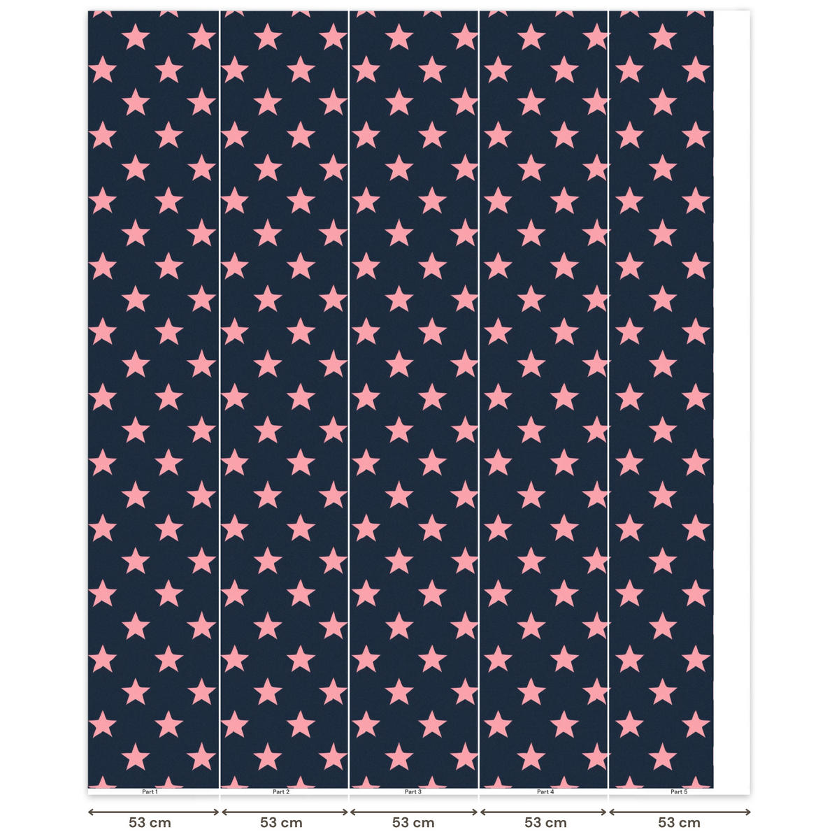 KINDERTAPETE - Muster - Sterne - Rosa - 260x300 cm - Anthrazit, Papier (260/300cm) - OnlyWow