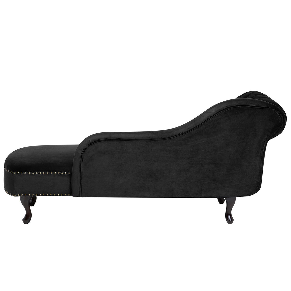 CHAISELONGUE Samtstoff schwarz linksseitig Nimes - Schwarz, Textil (170/79/61cm) - Beliani
