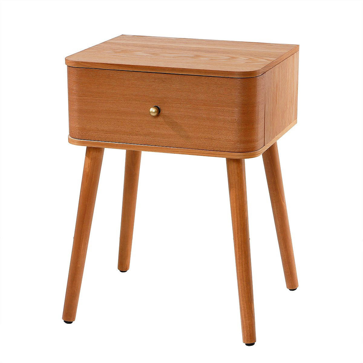 NACHTTISCH 1 Schublade mit abgerundeten Fronten B42 cm - KARL - Eschefarben, Holzwerkstoff (35/58/43.5cm) - Calicosy