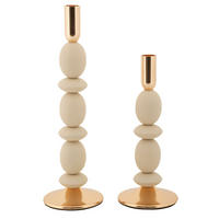 KERZENHALTER H. und Shuttle - Beige, Metall (10/33.5/10cm) - Mauro Ferretti