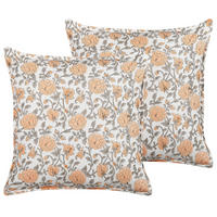 DEKOKISSEN 2er-Set Cremeweiß 45/45 cm Meadia - Ecru, Naturmaterialien/Textil (45/45cm) - Beliani