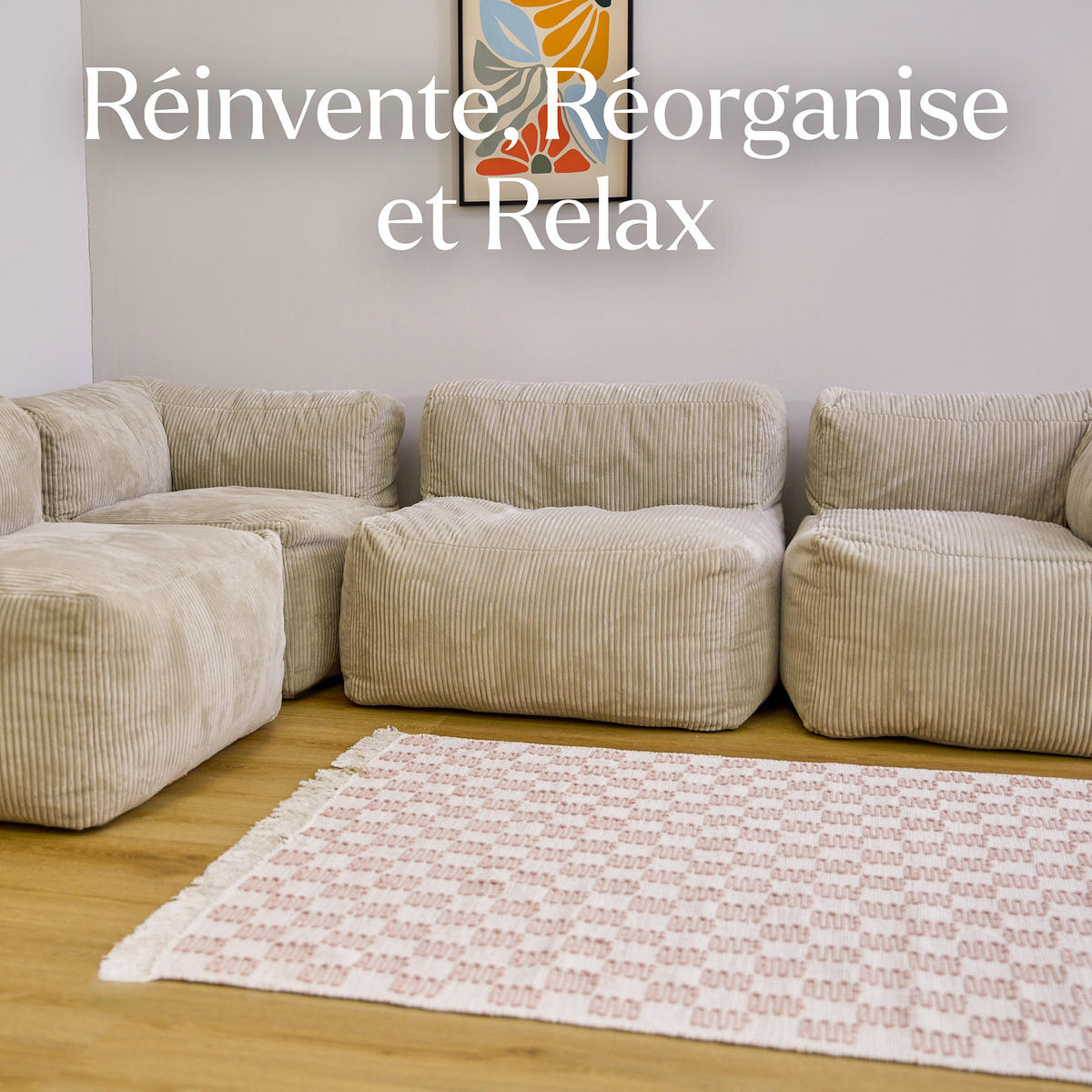 SITZSACK-SOFA 4-tlg. ZEN: 2 Ecksessel, 2 Sessel - Beige, Textil (500/68/100cm) - icon