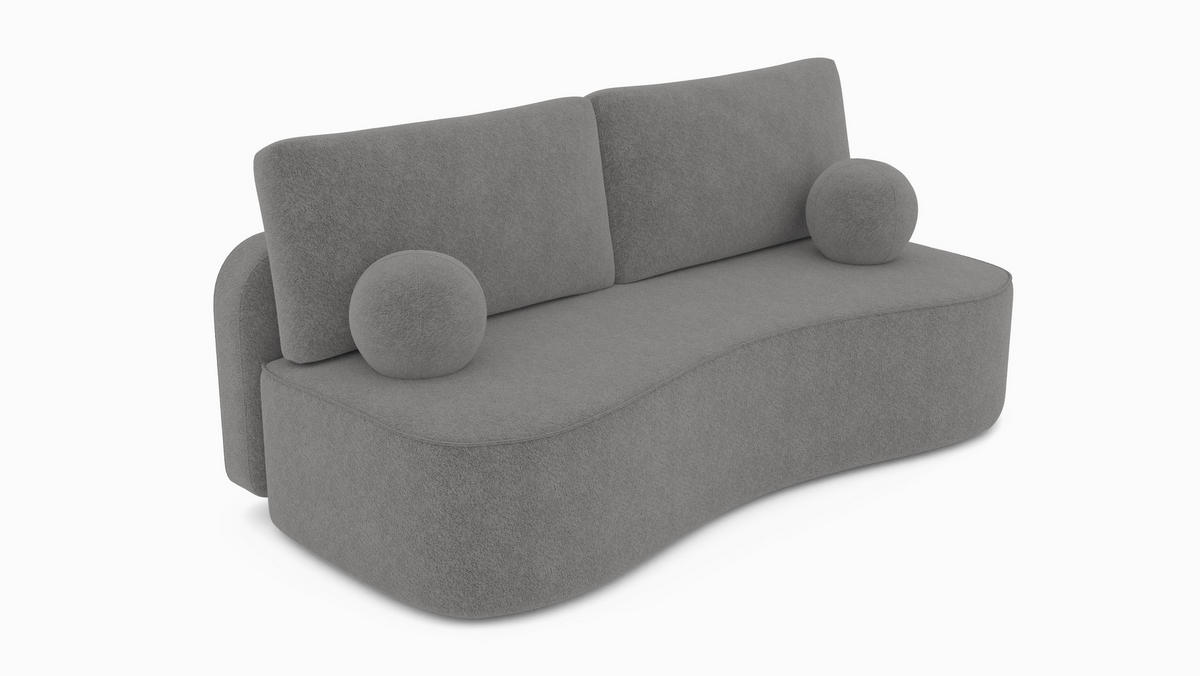 BETTSOFA SANDRO Grau Bucle-Stoff mit Schlaffunktion - Grau, Textil (101/93/207cm) - MASSENO