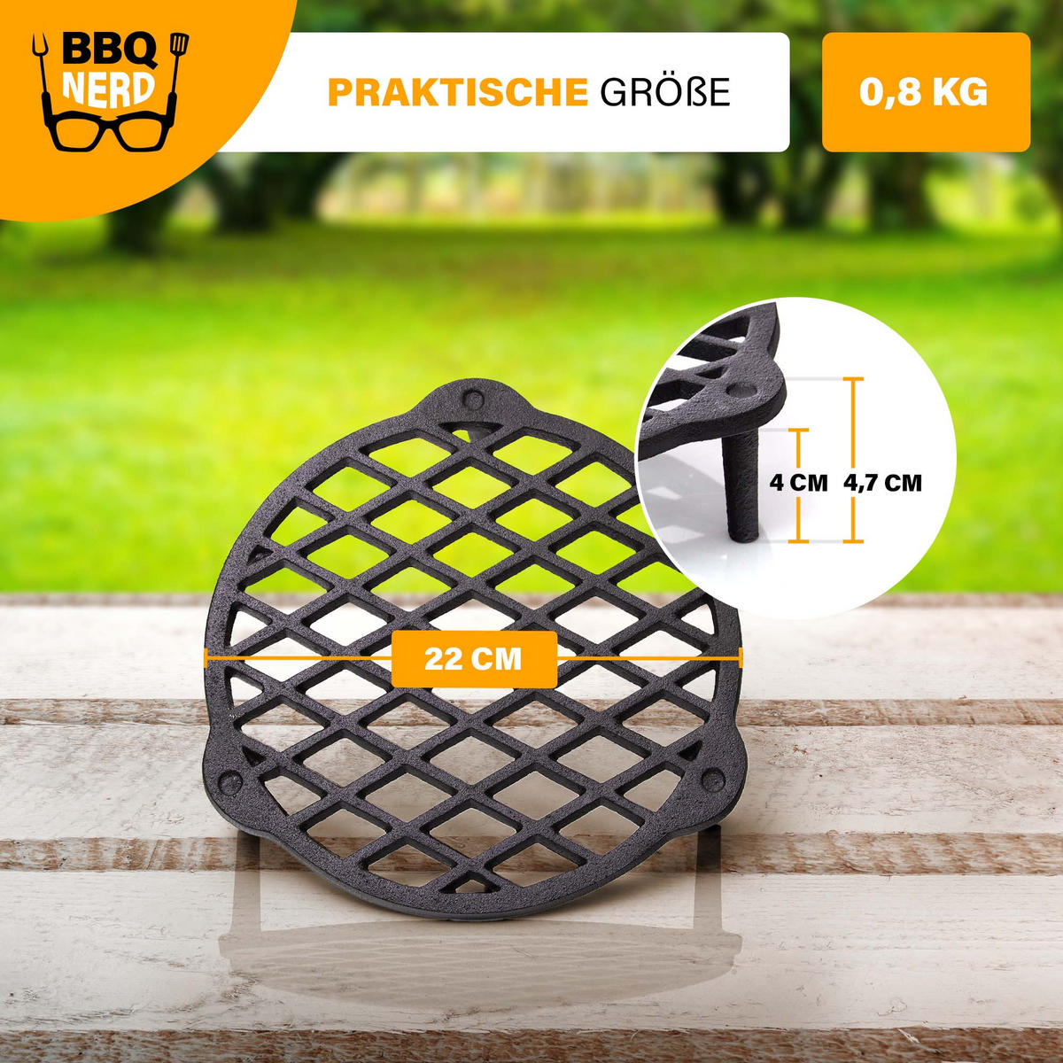 STAPELROST Gusseisen Ø22cm für 4,2L Dutch Oven Feuertopf - Schwarz, Metall (21/5/21cm) - BBQ Nerd